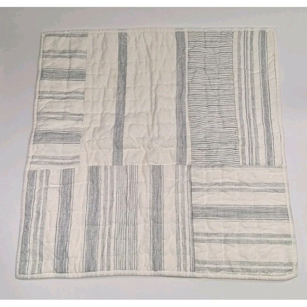 Pottery Barn Hawthorn Patchwork Quilted Chambray Pillow Sham 26x26 **ONLY 1